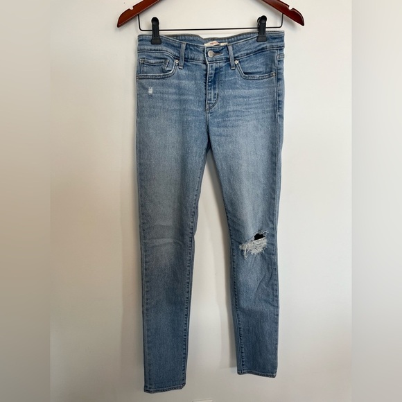 Levi’s 711 skinny Women's Blue Distressed Jeans size 28 - Picture 2 of 5